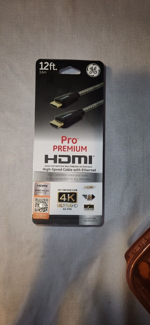 GE 38768 12ft Pro Premium HDMI Optimized for 4K Ultra HD 60FPS
